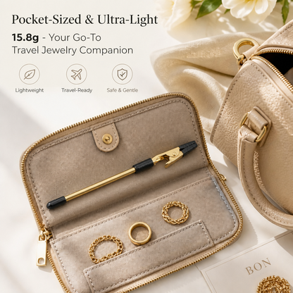 Jewelry Clasp Helper for Bracelets and Necklaces, One-Handed Bracelet Fastening Tool with Spring Clip, Gold-Color Iron Rod Jewelry Dressing Aid, 6.10 Inch Lightweight Clasp Holder for Chain Bracelets and Necklaces, Travel Accessory for Home or Travel