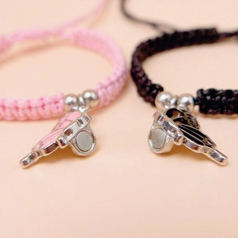 magnetic butterfly couple bracelets for boyfriend and girlfriend pink black matching friendship bracelets long distance relationship bff gift set 2pcs