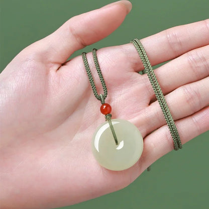 Natural Hetian Jade Ping An Pendant Necklace