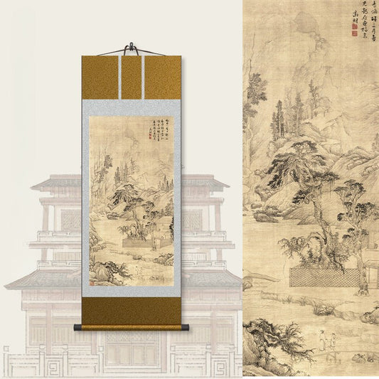 Famous Chinese Art Paintings: Wen Zhengming’s Guzheng & Friends Scroll HD print | STAR8S