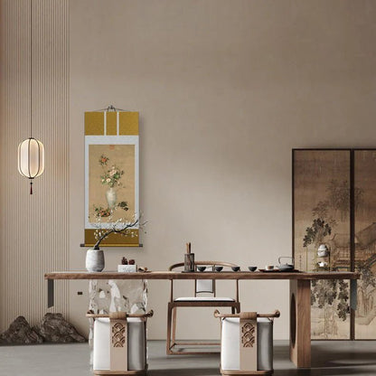 Famous Chinese Painting: Castiglione’s Dragon Boat Festival Scroll with Porcelain Vase HD print | STAR8S - STAR8S