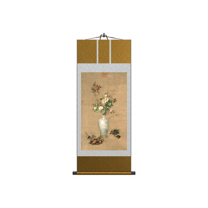 Famous Chinese Painting:  Castiglione’s Dragon Boat Festival Scroll with Porcelain Vase HD print | STAR8S
