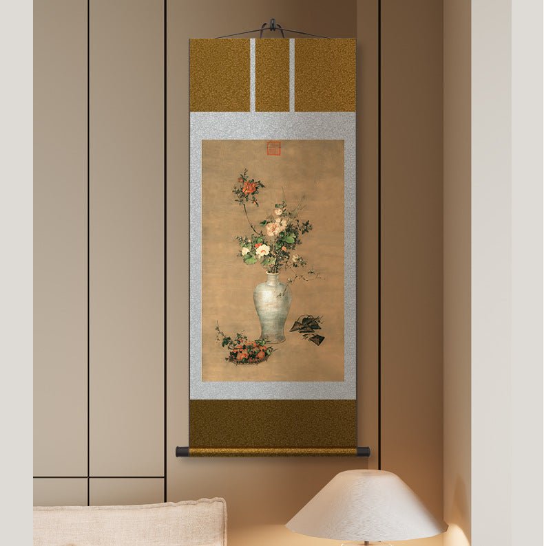 famous chinese painting:  castiglione’s dragon boat festival scroll with porcelain vase hd print | star8s