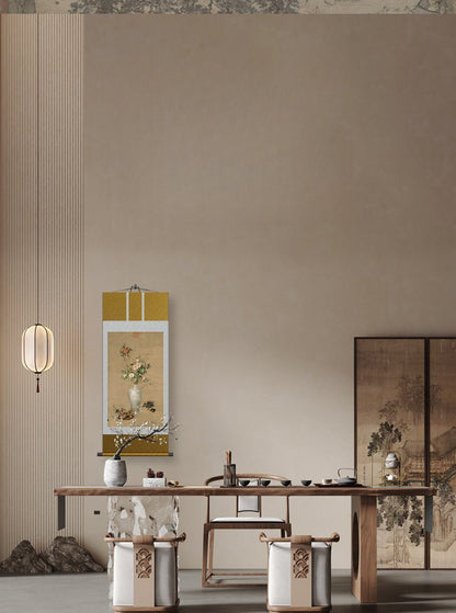Famous Chinese Painting:  Castiglione’s Dragon Boat Festival Scroll with Porcelain Vase HD print | STAR8S