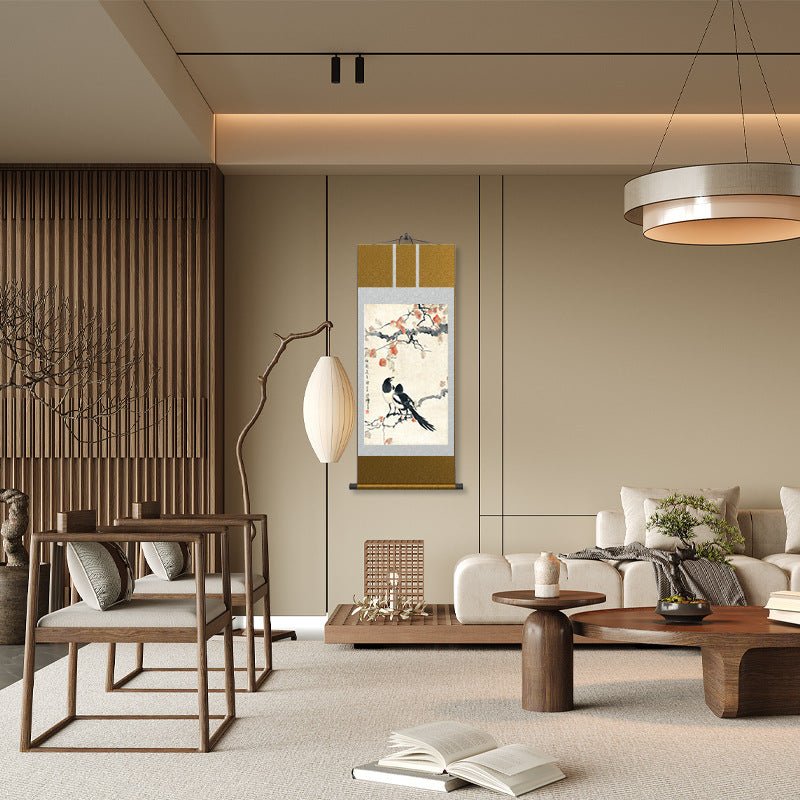 famous chinese painting: xu beihong’s magpie double delight scroll hd print | star8s