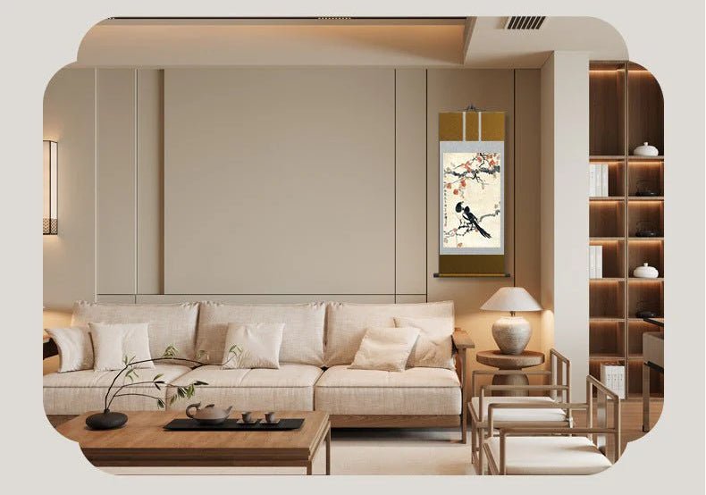 Famous Chinese Painting: Xu Beihong’s Magpie Double Delight Scroll HD print | STAR8S - STAR8S