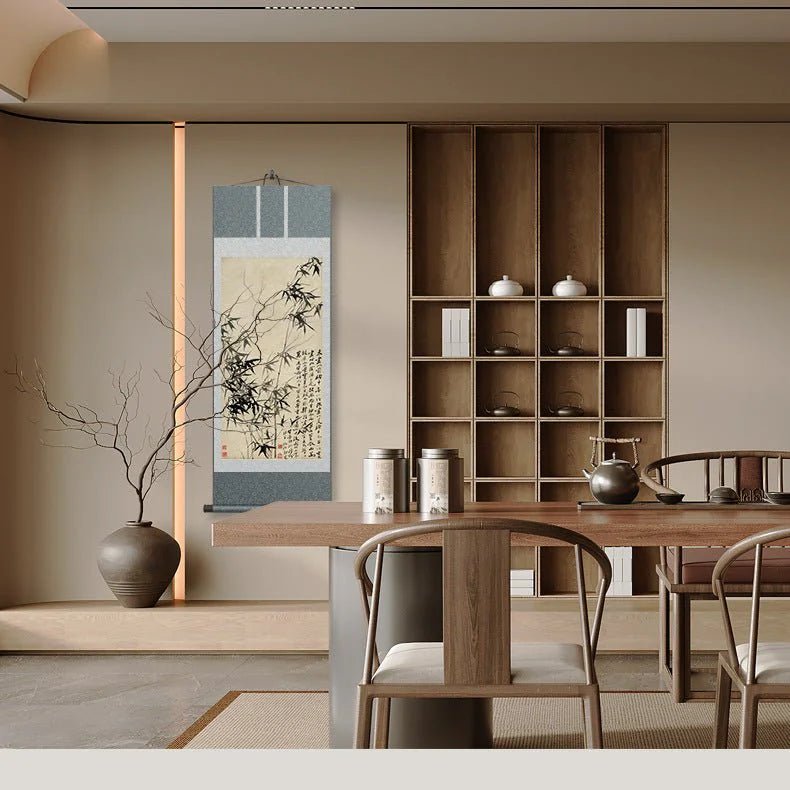 Famous Chinese Painting: Zheng Banqiao’s Bamboo & Rare Stone Scroll HD print | STAR8S - STAR8S