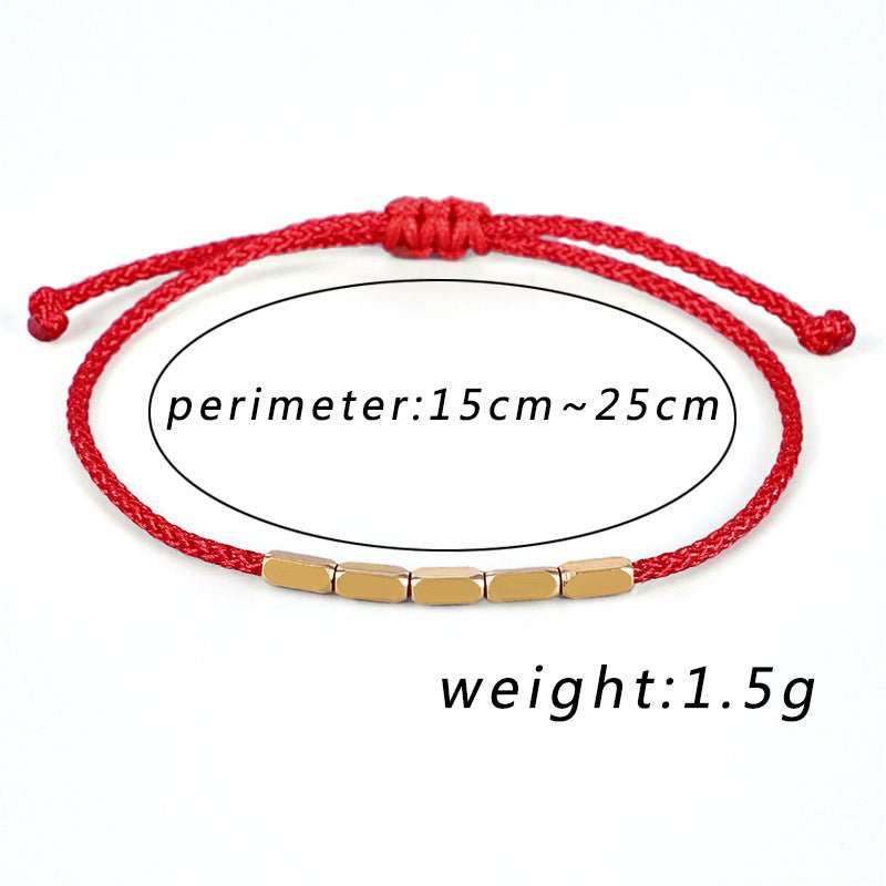 Fashionable Minimalist Geometric Copper Bead Bracelet – Adjustable Handmade Red String Bracelet for Couples & Best Friends - STAR8S
