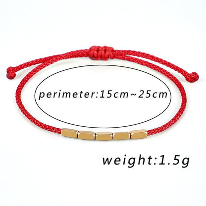 Fashionable Minimalist Geometric Copper Bead Bracelet – Adjustable Handmade Red String Bracelet for Couples & Best Friends - STAR8S
