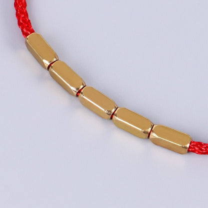 Fashionable Minimalist Geometric Copper Bead Bracelet – Adjustable Handmade Red String Bracelet for Couples & Best Friends - STAR8S