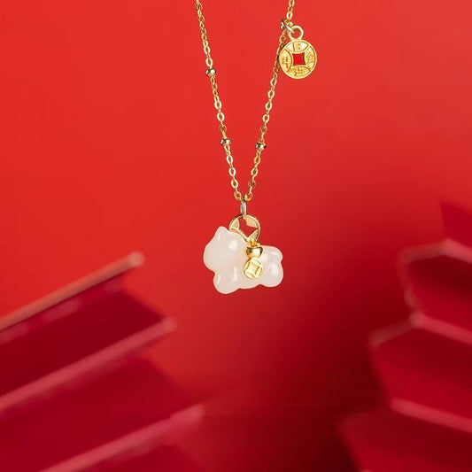 Chinese Zodiac Horse Wealth Jade Necklace for Prosperity & Good Fortune - STAR8S