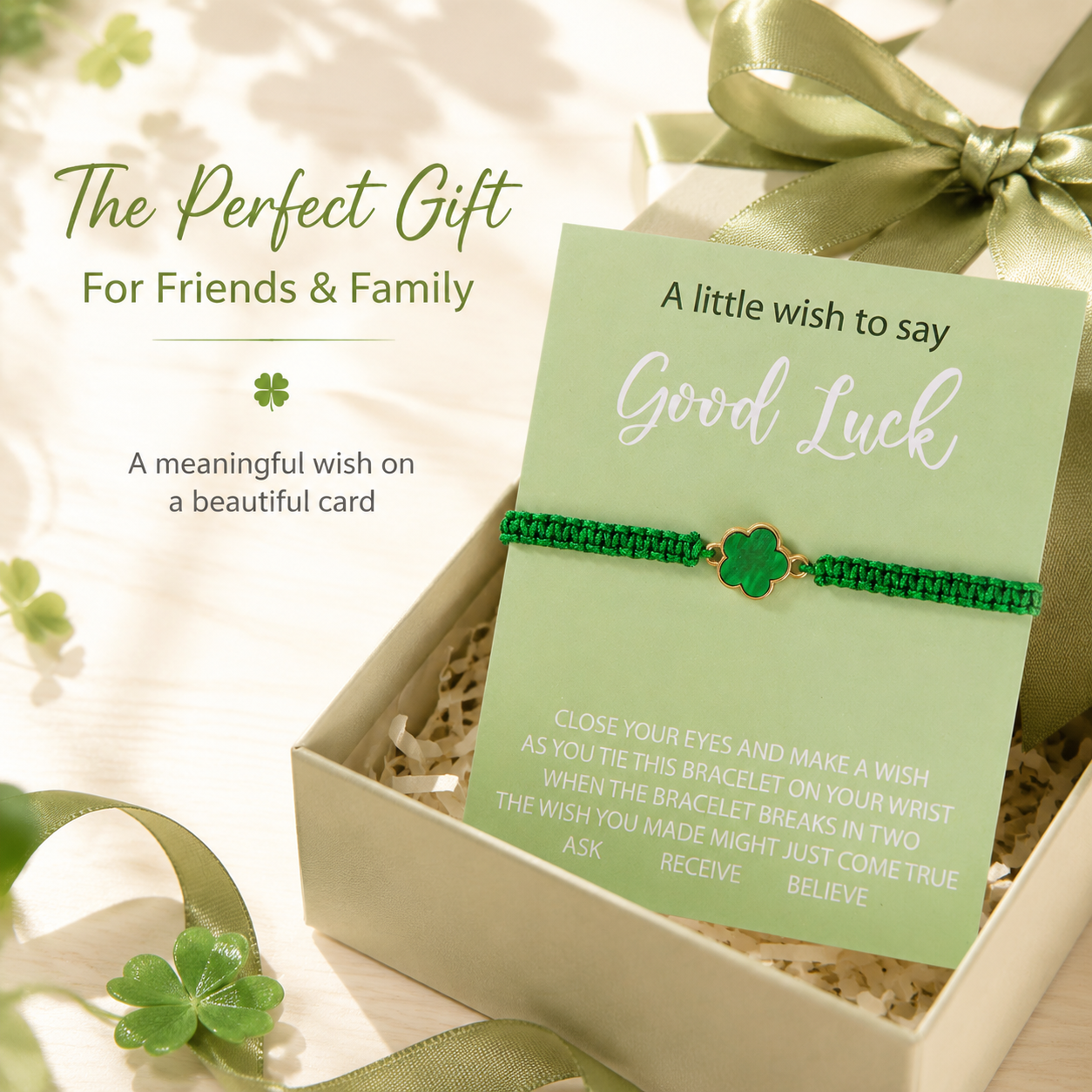 lucky five leaf clover wish bracelet for women teen girls emerald green adjustable hand woven string bracelet extra fortune blessing jewelry gift with card