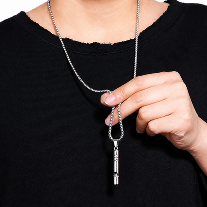 Titanium Steel Functional Whistle Pendant Necklace for Men Women Unisex Silver Color Cylindrical Creative Whistle Streetwear Hip Hop High Street Heavy Duty Long Box Chain Necklaces
