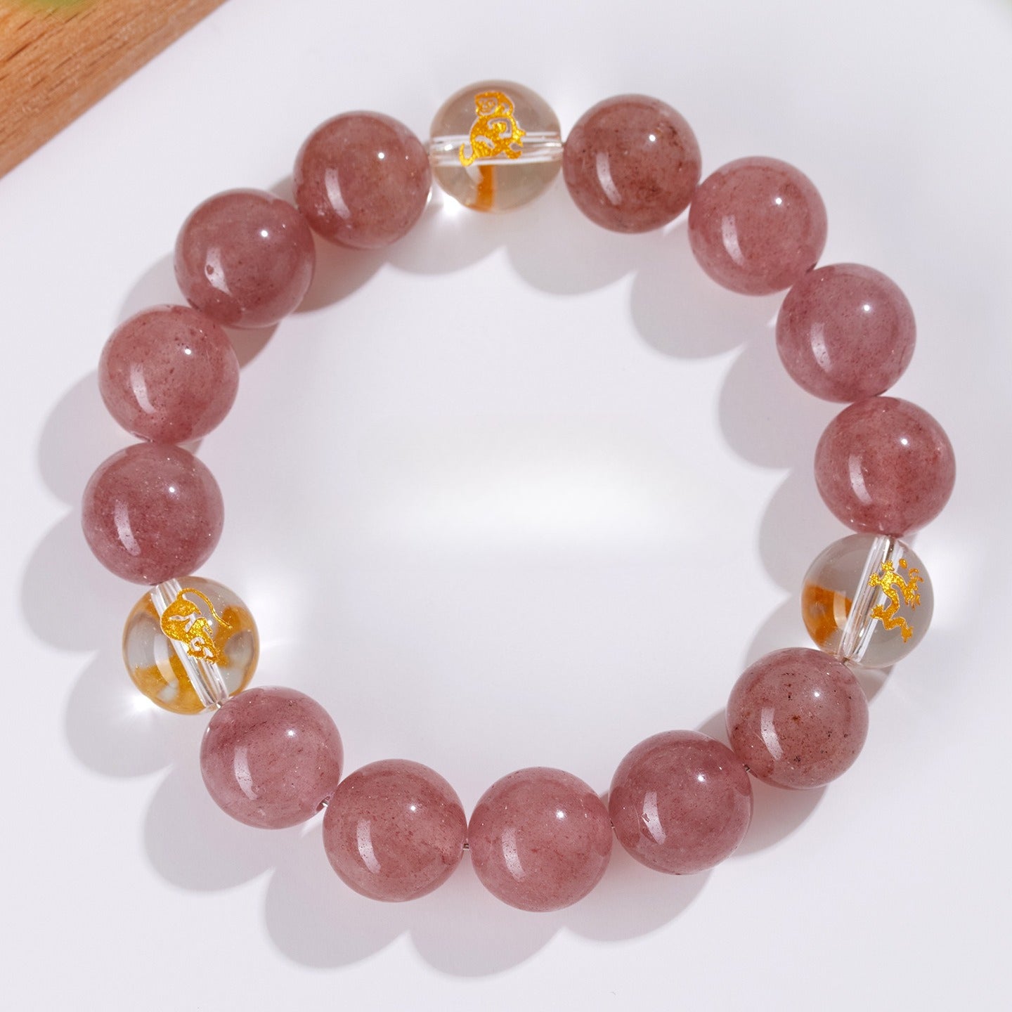 Chinese Zodiac Strawberry Quartz Bracelet for Women – Natural Crystal Beaded Bracelet - STAR8S