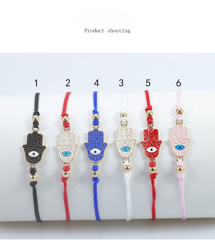 evil eye hamsa hand bracelet - simple adjustable charm for protection & good luck - star8s