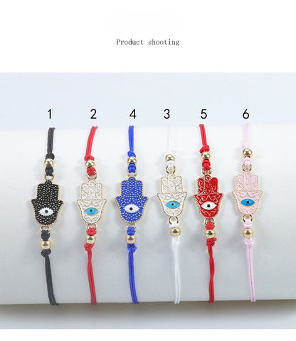 Evil Eye Hamsa Hand Bracelet - Simple Adjustable Charm for Protection & Good Luck - STAR8S