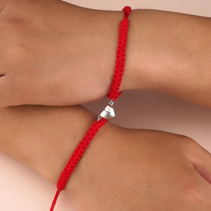 Eternal Connection Magnetic Heart Bracelets - Hand-Woven Red String of Fate Matching Jewelry for Couples and Best Friends - Adjustable Fit Symbolizing Unity