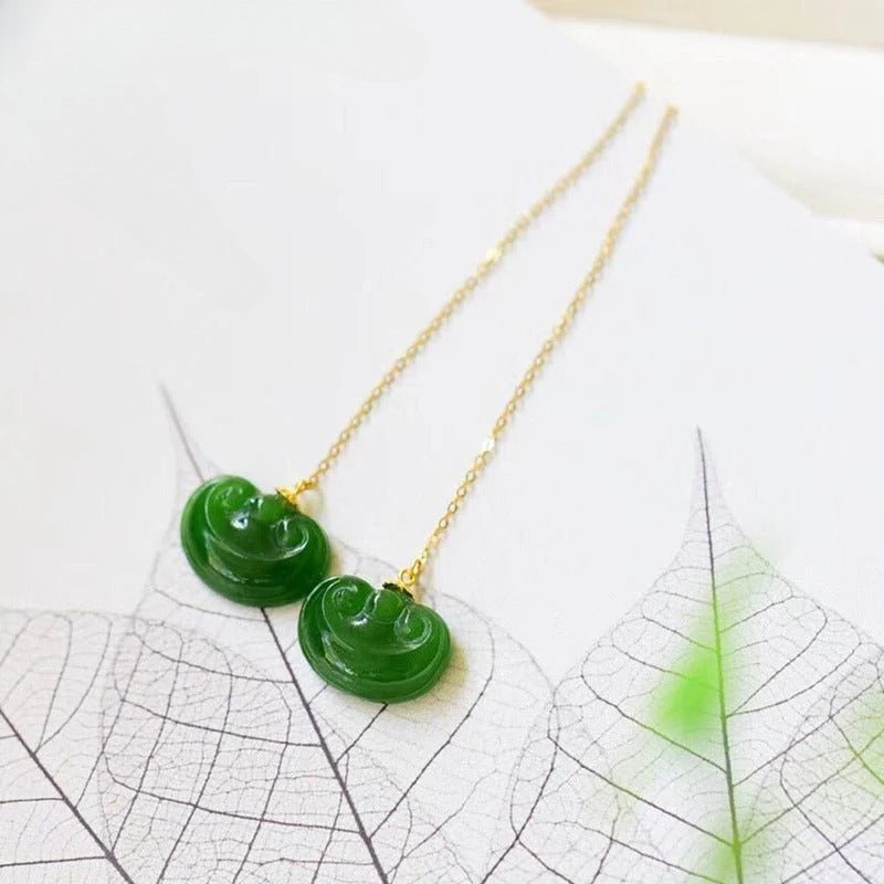 natural hetian jade earrings & necklace