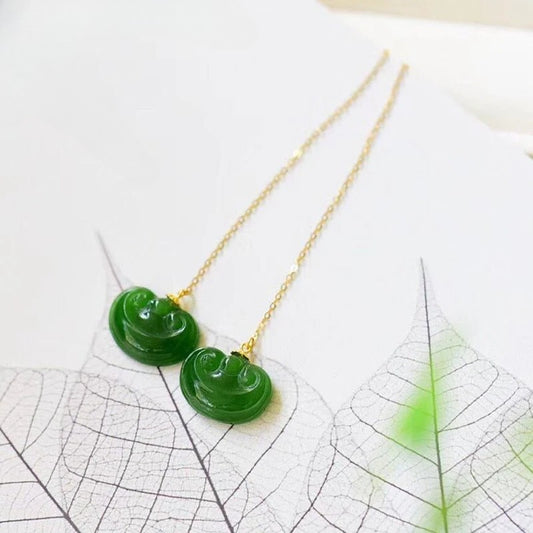 Natural Hetian Jade Earrings & Necklace