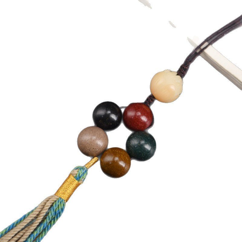 Five Elements Harmony Aromatic Beads Keychain – White Jade Lotus Pendant Car Hanging Ornament - STAR8S