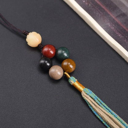 Five Elements Harmony Aromatic Beads Keychain – White Jade Lotus Pendant Car Hanging Ornament - STAR8S
