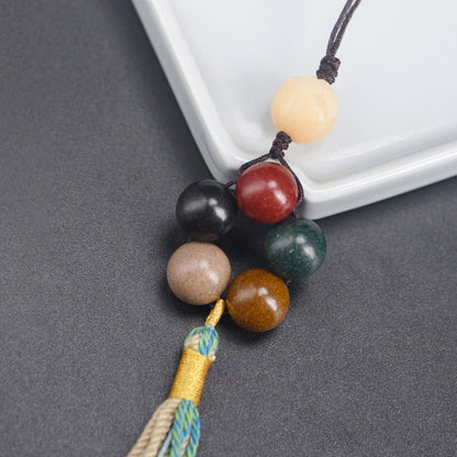 Five Elements Harmony Aromatic Beads Keychain – White Jade Lotus Pendant Car Hanging Ornament - STAR8S