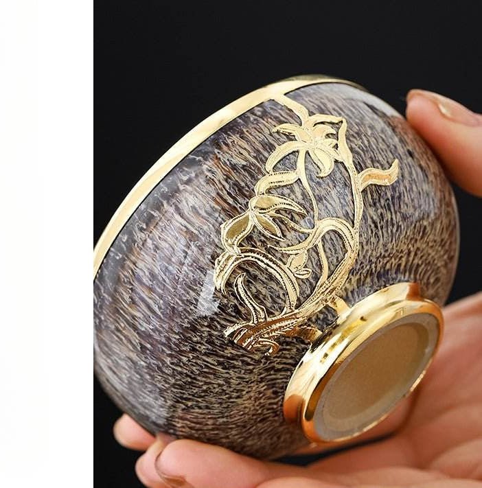 five elements jianzhan tea cups – gold - inlaid home gift, tea time stress - free joy & artistic recognition - star8s