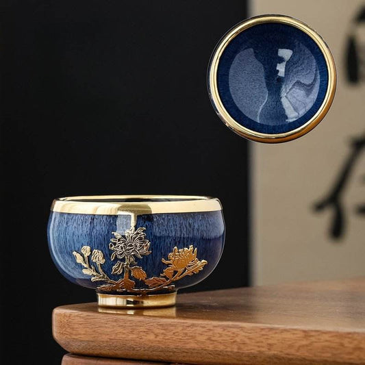 Five Elements Jianzhan Tea Cups – Gold - Inlaid Home Gift, Tea Time Stress - Free Joy & Artistic Recognition - STAR8S