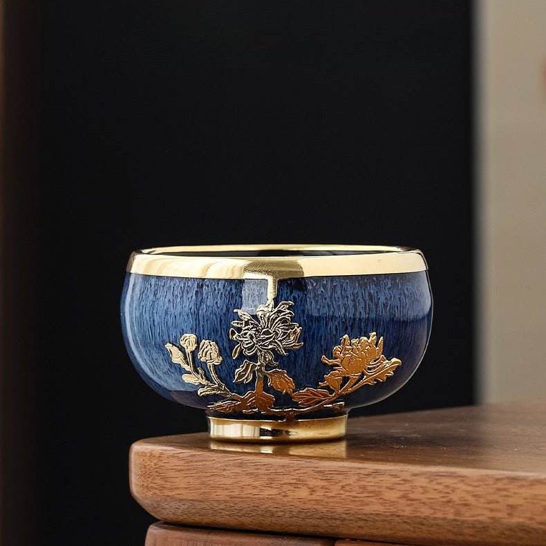 Five Elements Jianzhan Tea Cups – Gold - Inlaid Home Gift, Tea Time Stress - Free Joy & Artistic Recognition - STAR8S