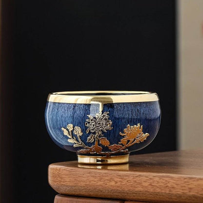 Five Elements Jianzhan Tea Cups – Gold - Inlaid Home Gift, Tea Time Stress - Free Joy & Artistic Recognition - STAR8S