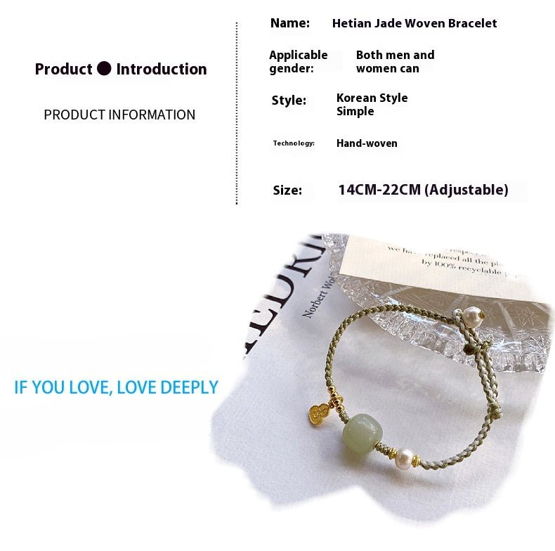 Fresh Jade Stone Bracelet: Adjustable Hetian Jade Jewelry |  STAR8S