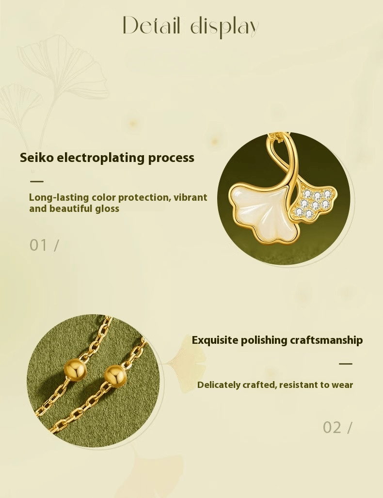 Ginkgo Leaf Jade Pendant Necklace S925 Silver Light Luxury Choker for Women - Perfect Gift for Valentine's Day - STAR8S