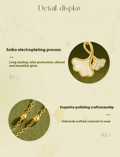 Ginkgo Leaf Jade Pendant Necklace S925 Silver Light Luxury Choker for Women - Perfect Gift for Valentine's Day - STAR8S
