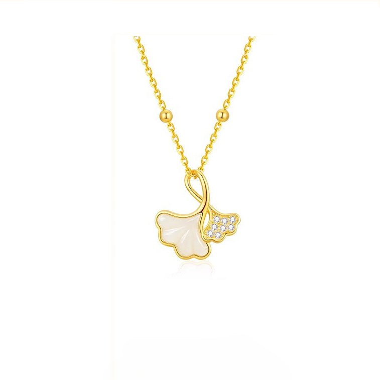 ginkgo leaf jade pendant necklace s925 silver light luxury choker for women - perfect gift for valentine's day - star8s
