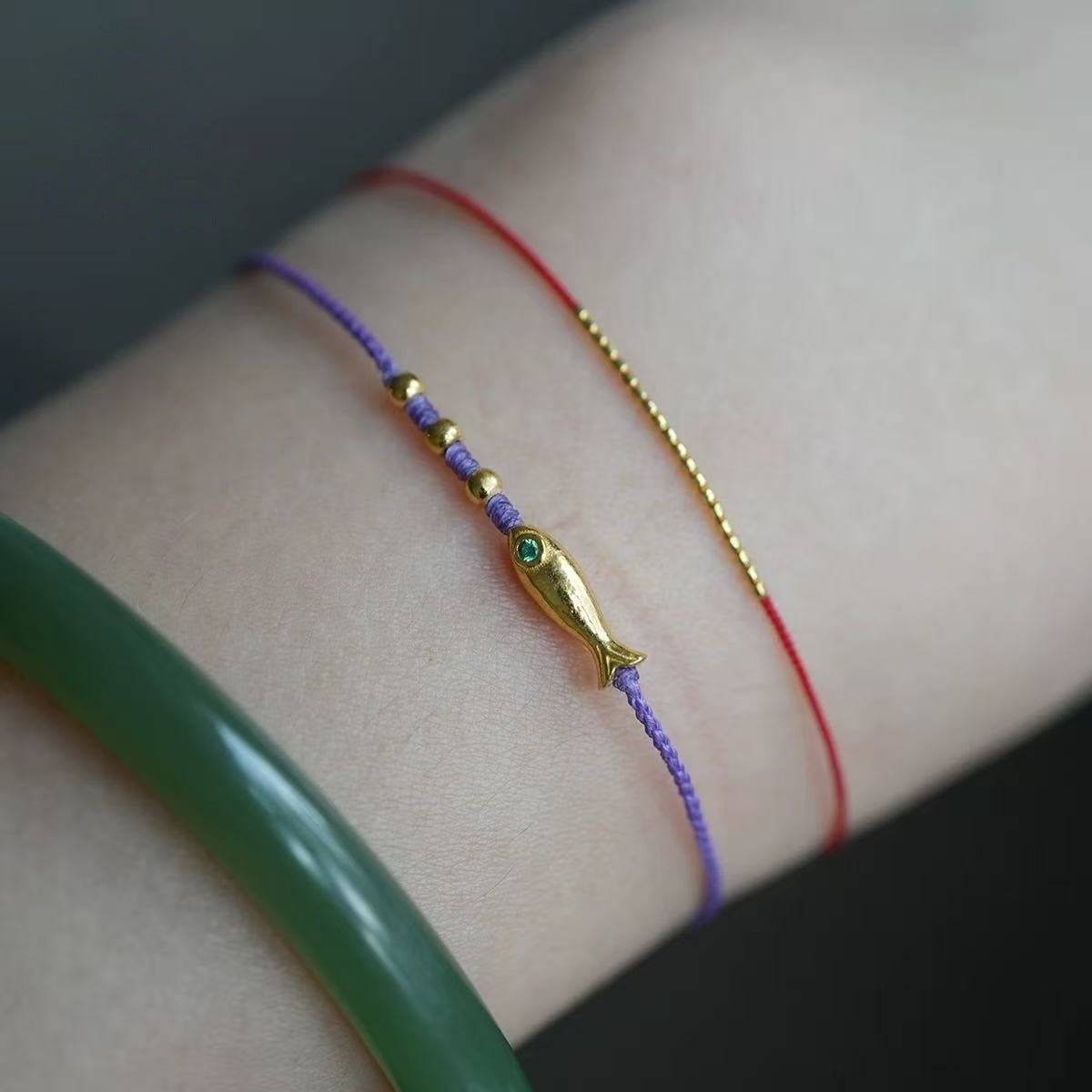 gold fish braided bracelet | lucky red cord bracelet | minimalist chic jewelry for the new year - star8s