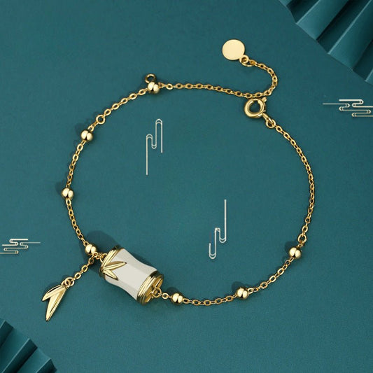 Gold Jade Bracelet: Hetian Bamboo 925 Silver | STAR8S