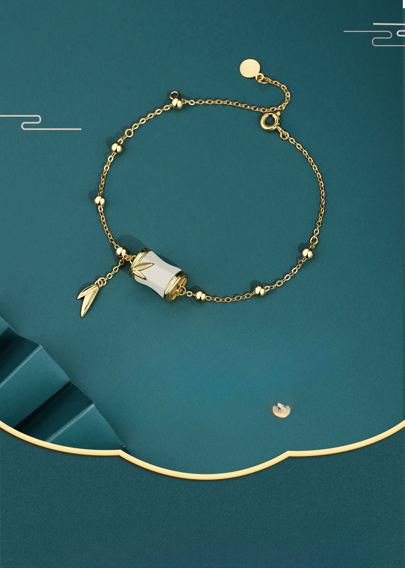 Gold Jade Bracelet: Hetian Bamboo 925 Silver | STAR8S