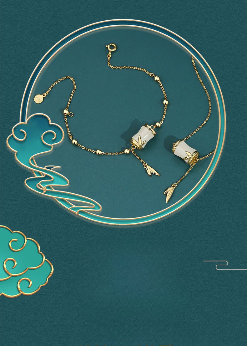 Gold Jade Bracelet: Hetian Bamboo 925 Silver | STAR8S