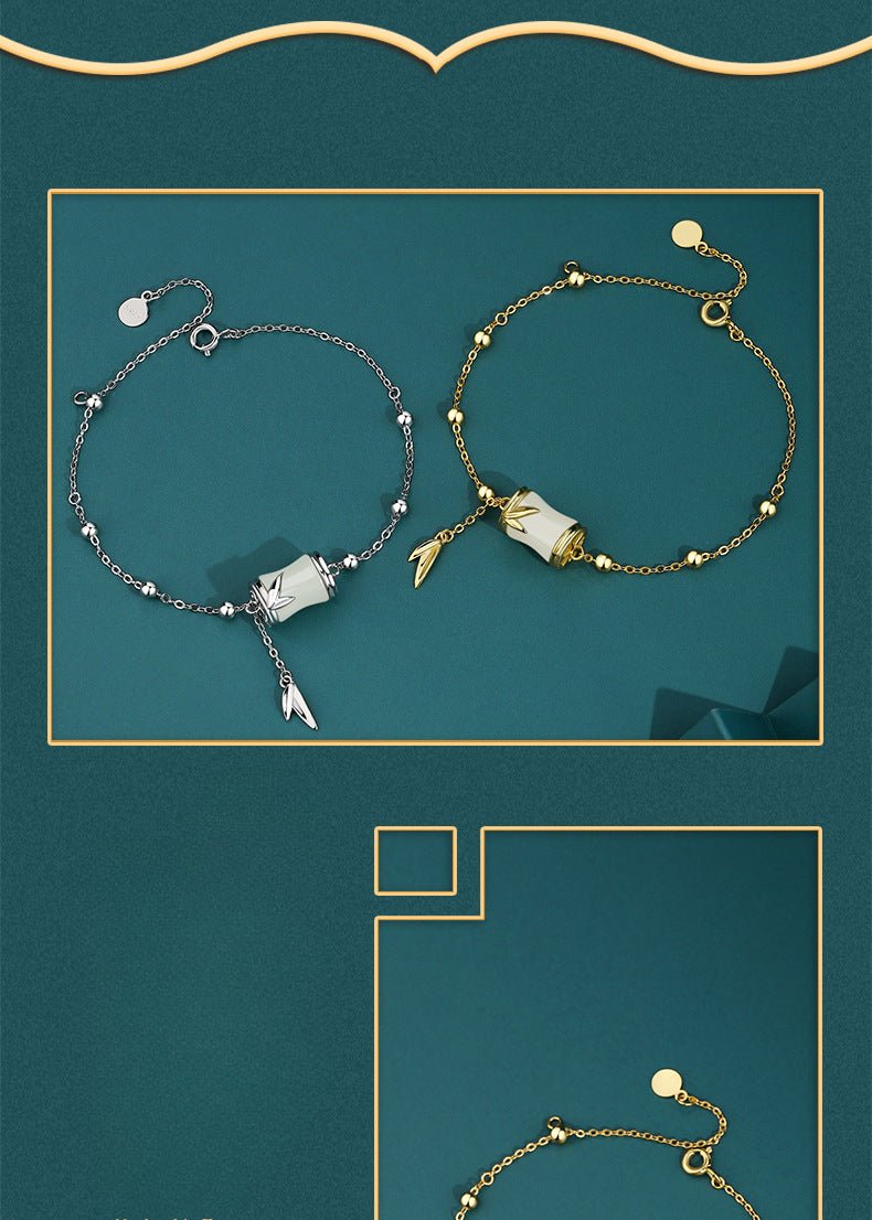 Gold Jade Bracelet: Hetian Bamboo 925 Silver | STAR8S