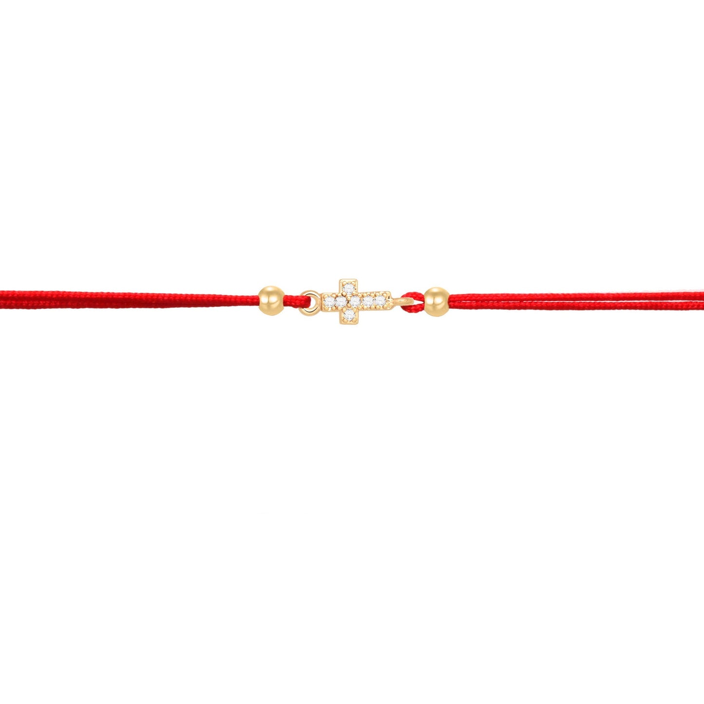 gold plated cross zirconia adjustable red string bracelet - geometric design with aaa cubic zirconia - star8s