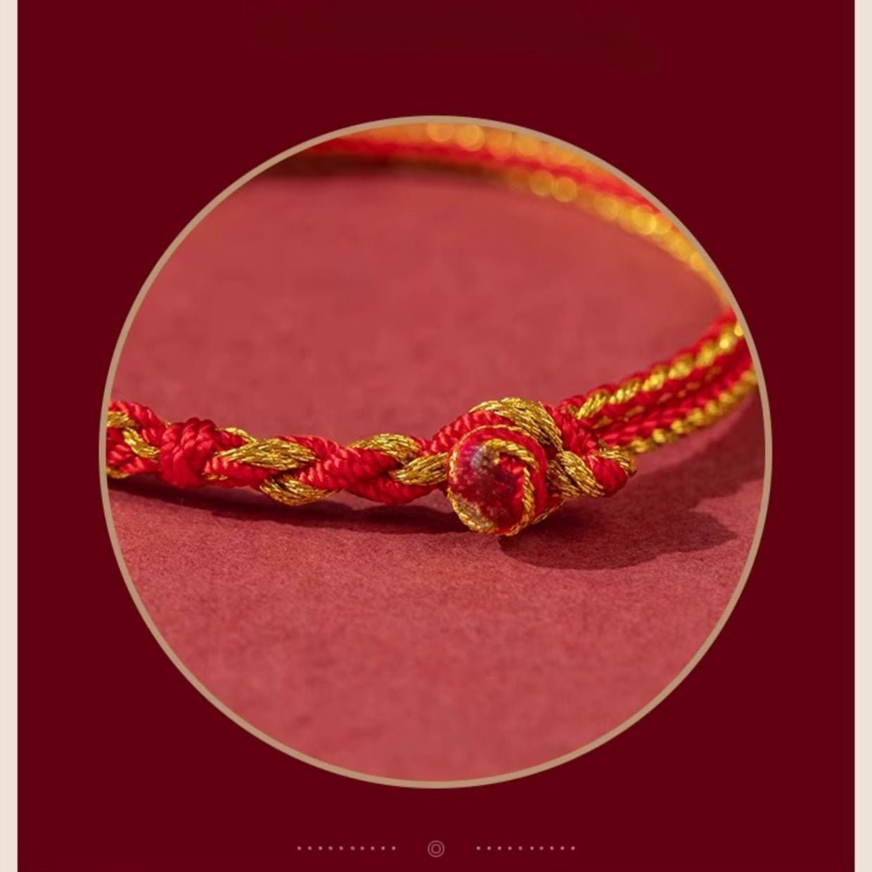 Golden Red String Bracelet 999 Pure Gold Ruyi Bracelet | Handwoven Heart Charm - STAR8S
