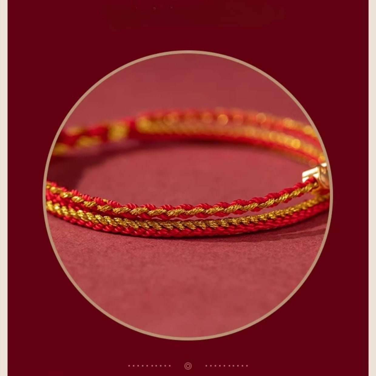 Golden Red String Bracelet 999 Pure Gold Ruyi Bracelet | Handwoven Heart Charm - STAR8S