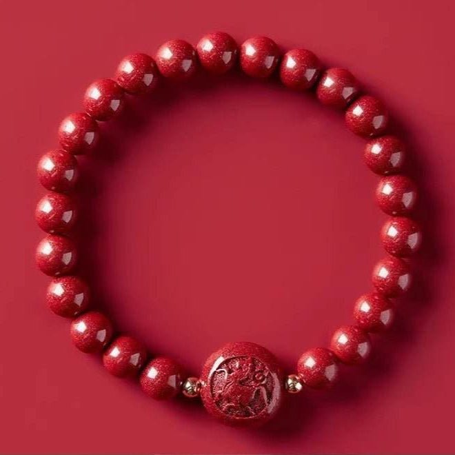gorgeous & auspicious chinese bracelet with cinnabar zodiac beads - star8s - star8s