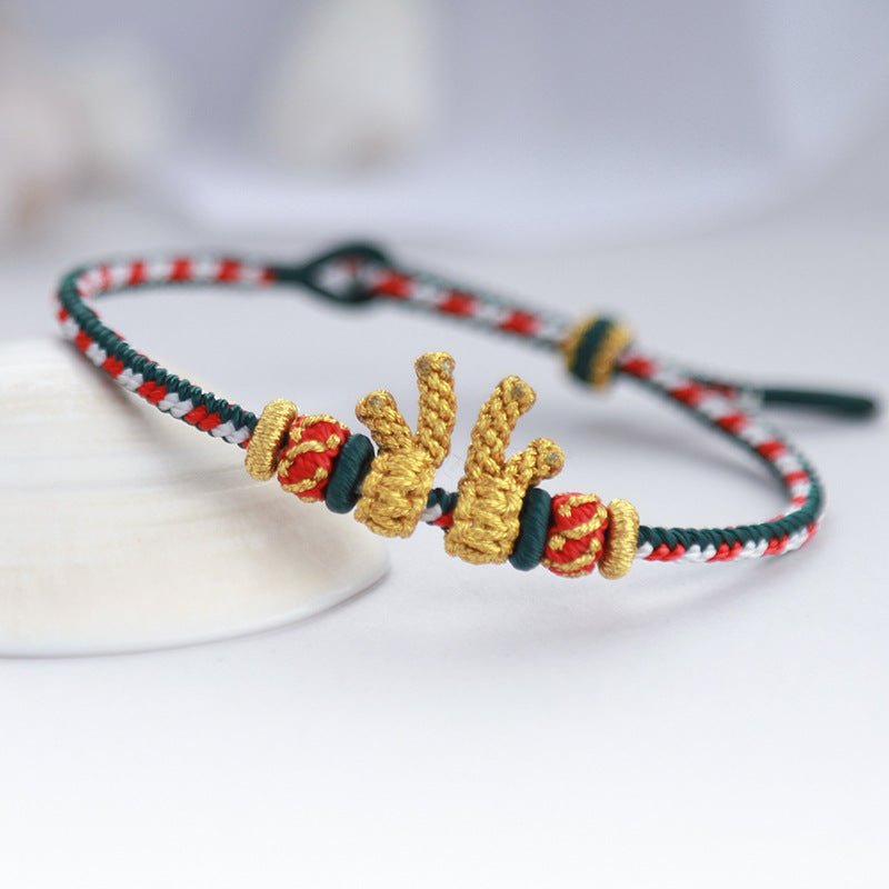 Gorgeous & Lucky Antler Red String Bracelet: Christmas Deer Women’s Bracelet | STAR8S