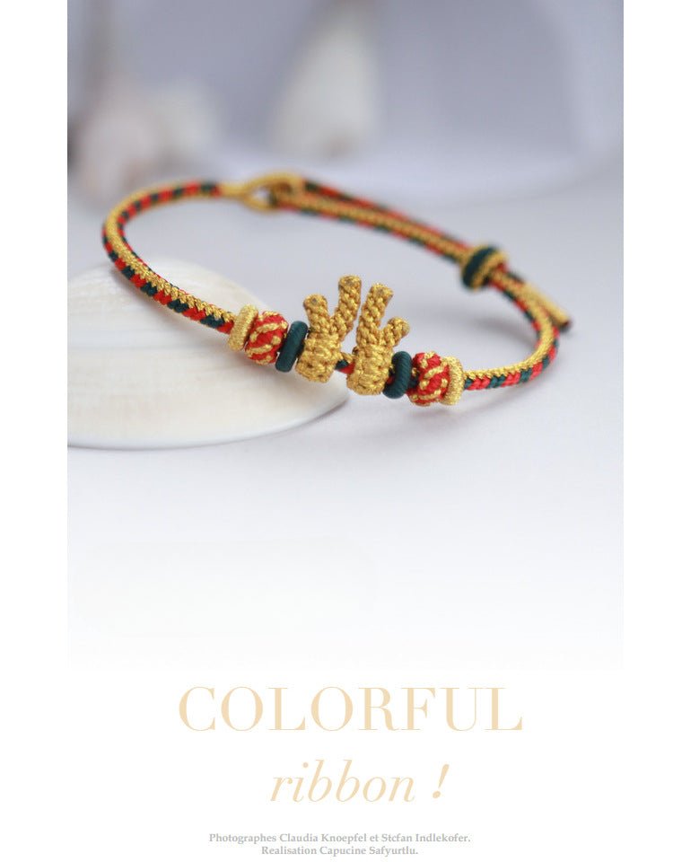 Gorgeous & Lucky Antler Red String Bracelet: Christmas Deer Women’s Bracelet | STAR8S