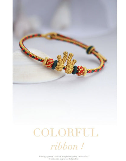 Gorgeous & Lucky Antler Red String Bracelet: Christmas Deer Women’s Bracelet | STAR8S