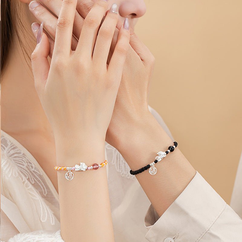 graceful & blessed red string bracelet feng shui: 925 silver strawberry | star8s