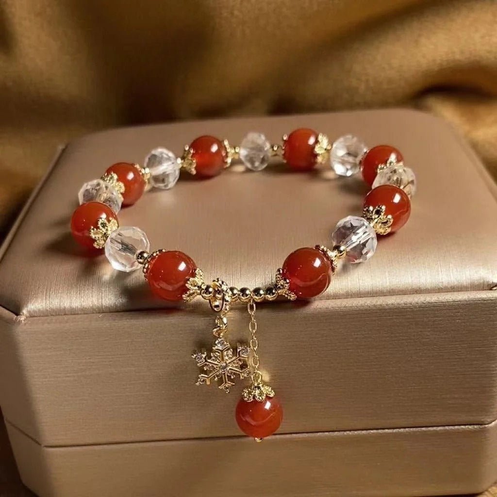 green ghost bracelet with snowflake pendant – handcrafted adjustable bracelet for style & healing - star8s