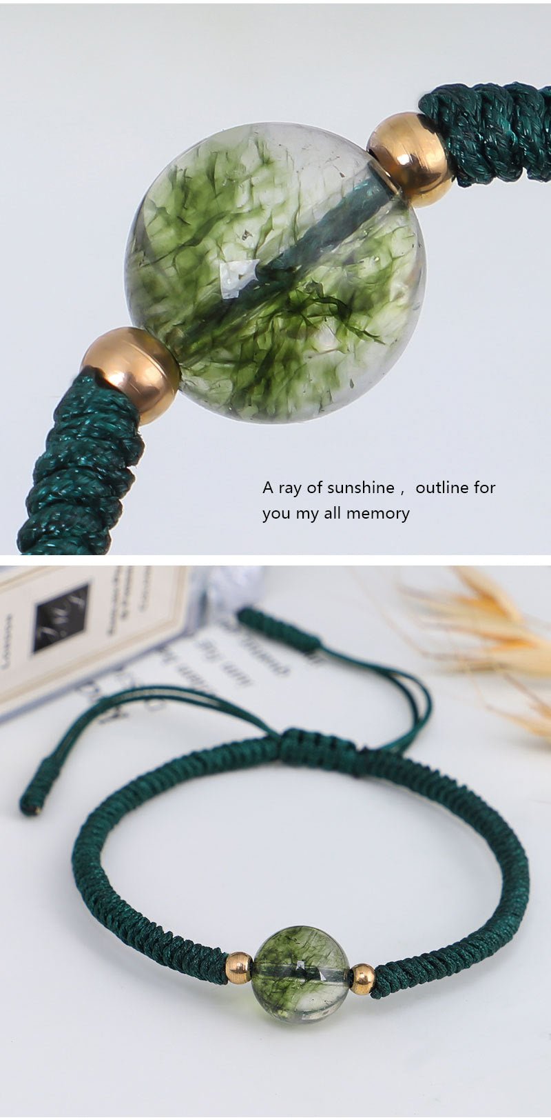 Green Ghost Wealth Bowl Bracelet | Handcrafted Adjustable Red String Bracelet with Natural Stone - STAR8S