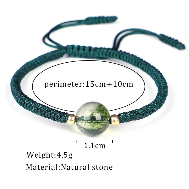 Green Ghost Wealth Bowl Bracelet | Handcrafted Adjustable Red String Bracelet with Natural Stone - STAR8S